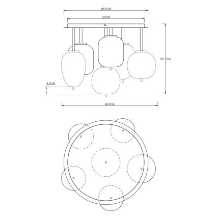 Globo - Ant pagrindo montuojamas sietynas 6xE14/40W/230V juodas