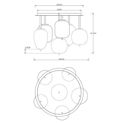 Globo - Ant pagrindo montuojamas sietynas 6xE14/40W/230V žalvaris