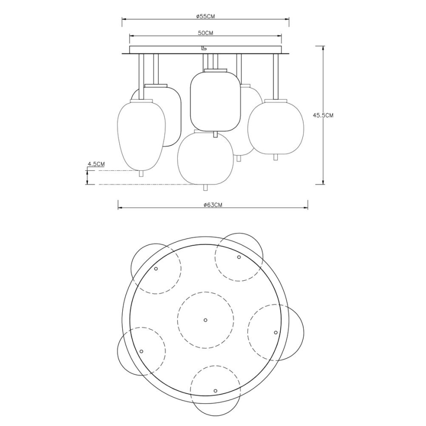 Globo - Ant pagrindo montuojamas sietynas 6xE14/40W/230V žalvaris