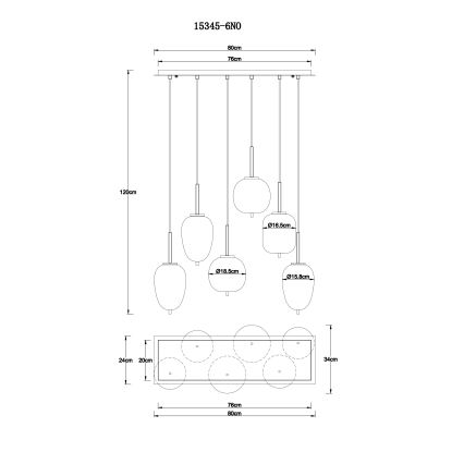Globo - Pakabinamas sietynas 6xE14/40W/230V blizgus chromas