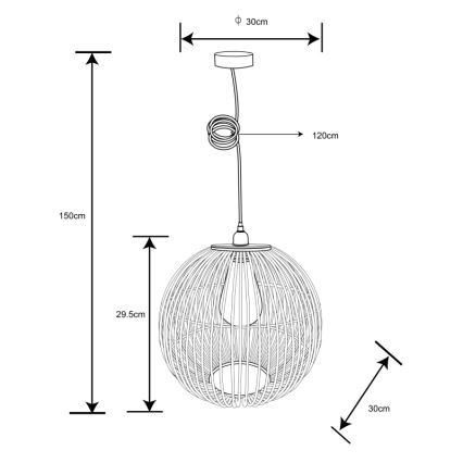 Globo - Pakabinamas sietynas 1xE27/60W/230V bamboo