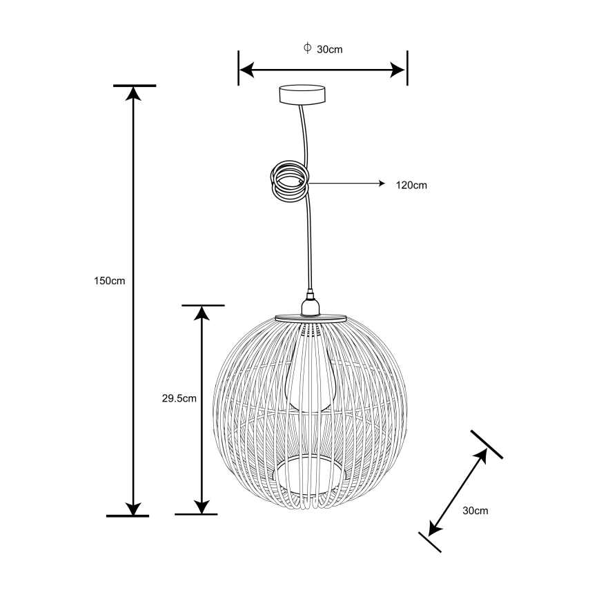 Globo - Pakabinamas sietynas 1xE27/60W/230V bamboo
