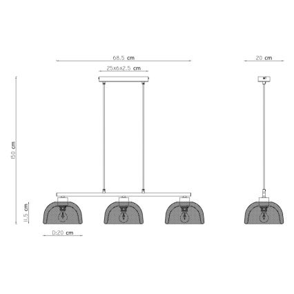 Globo - Sietynas, kabinamas ant virvės 3xE14/40W/230V