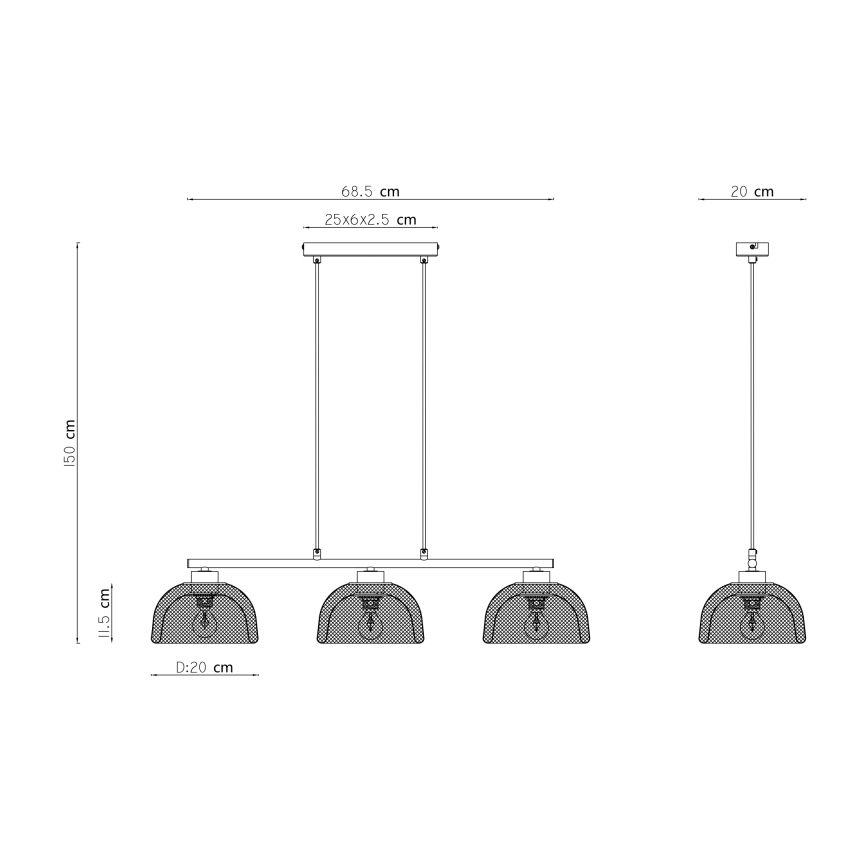Globo - Sietynas, kabinamas ant virvės 3xE14/40W/230V