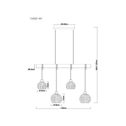 Globo - Sietynas, kabinamas ant virvės 4xE27/40W/230V