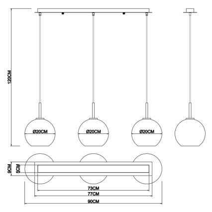 Globo - Pakabinamas sietynas 3xE27/60W/230V