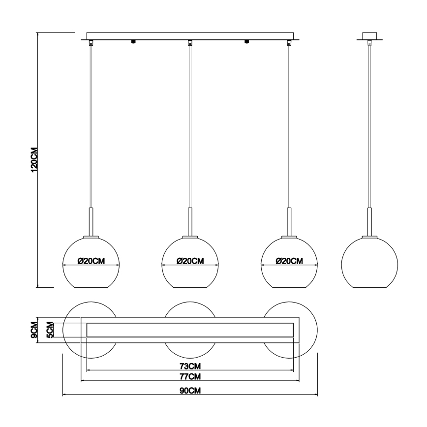 Globo - Pakabinamas sietynas 3xE27/60W/230V