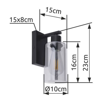 Globo - Sieninis šviestuvas 1xE27/60W/230V juoda
