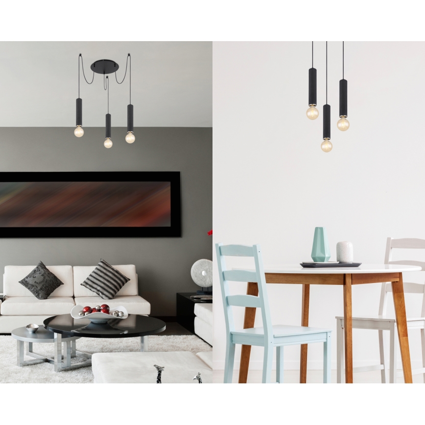 Globo  - Pakabinamas sietynas 3xE27/60W/230V juodas medis