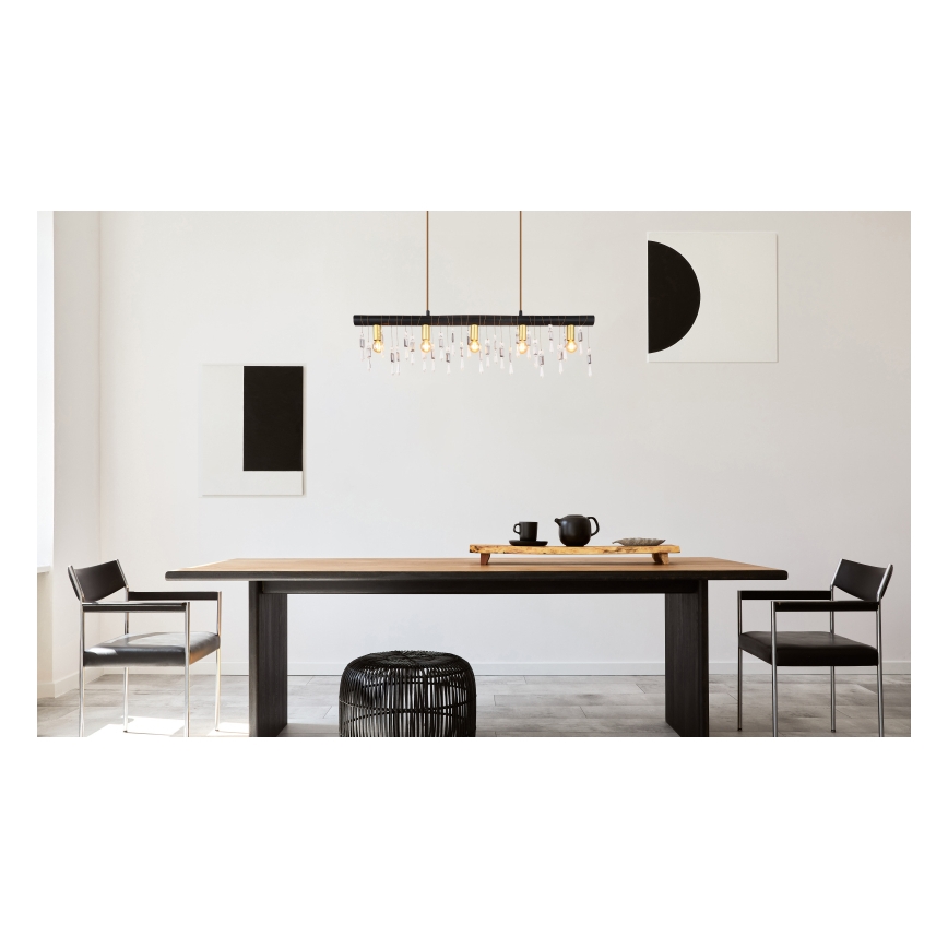 Globo 15532-5HB - Pakabinama liustra ant laido KIRA 5xE14/40W/230V juoda