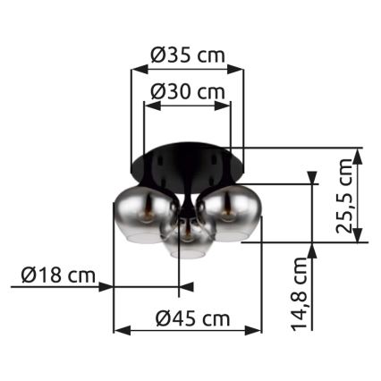 Globo - Tvirtinamas sietynas 3xE27/40W/230V diametras 45 cm juoda