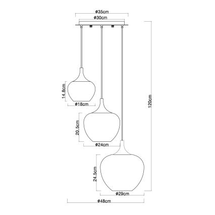 Globo - Pakabinamas sietynas 3xE27/40W/230V balta