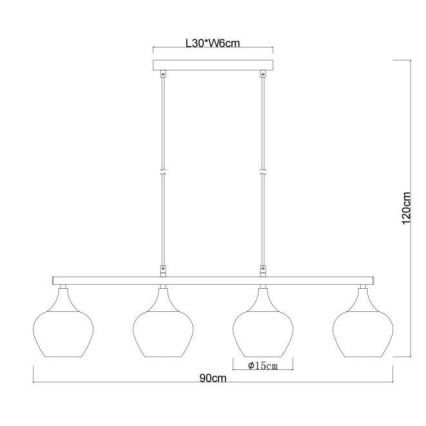 Globo - Pakabinamas sietynas 4xE27/40W/230V juoda