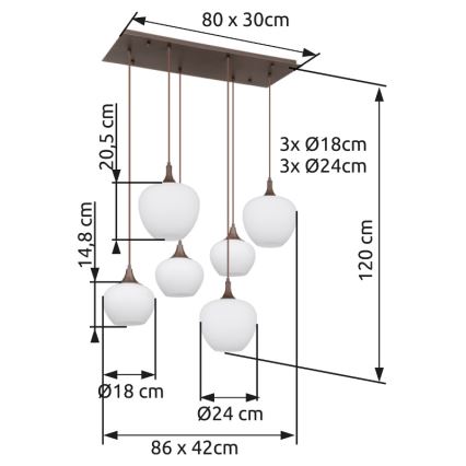 Globo - Pakabinamas sietynas 6xE27/40W/230V balta