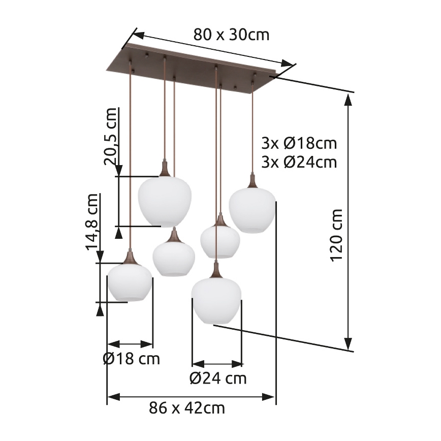 Globo - Pakabinamas sietynas 6xE27/40W/230V balta