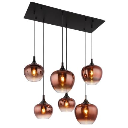 Globo - Pakabinamas sietynas 6xE27/40W/230V ruda/dūminis