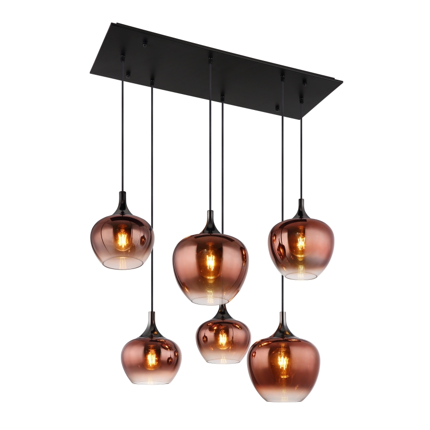 Globo - Pakabinamas sietynas 6xE27/40W/230V ruda/dūminis