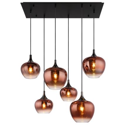 Globo - Pakabinamas sietynas 6xE27/40W/230V ruda/dūminis