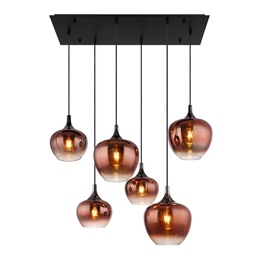 Globo - Pakabinamas sietynas 6xE27/40W/230V ruda/dūminis