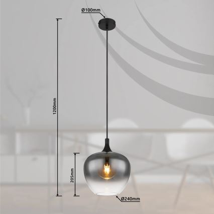 Globo - Pakabinamas sietynas 1xE27/40W/230V diametras 24 cm juoda