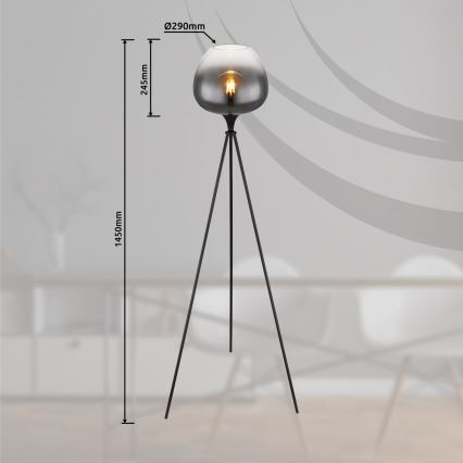 Globo - Grindinis šviestuvas 1xE27/60W/230V juodas