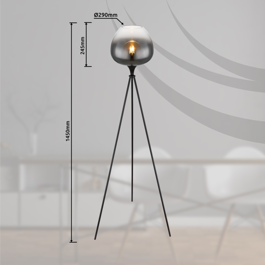 Globo - Grindinis šviestuvas 1xE27/60W/230V juodas