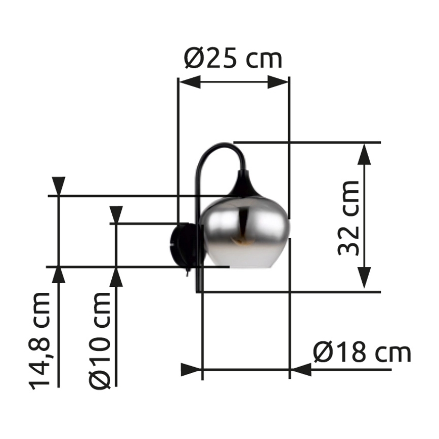 Globo - Sieninis šviestuvas 1xE27/40W/230V juoda