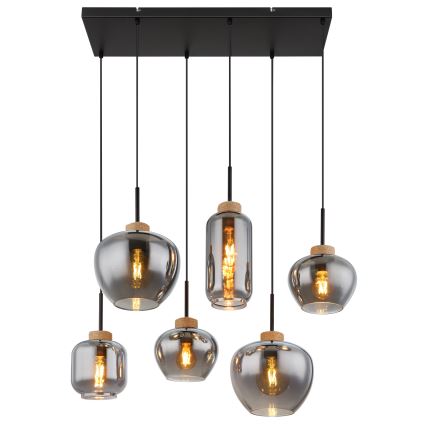 Globo - Liustra ant laido 6xE27/40W/230V juoda