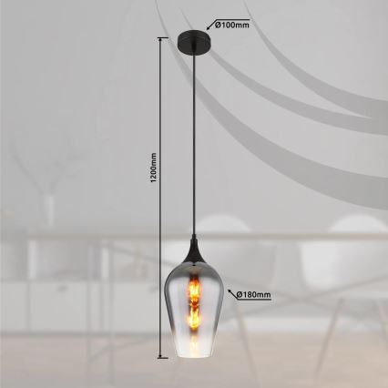 Globo - Pakabinamas sietynas 1xE27/60W/230V diametras 18 cm juoda