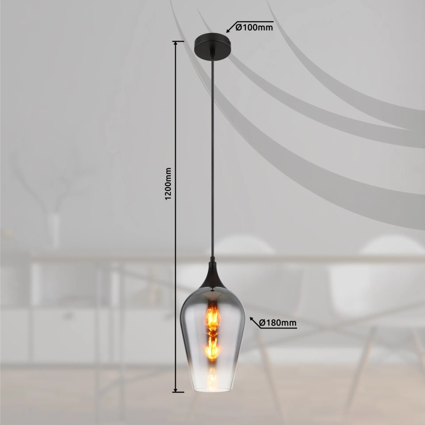 Globo - Pakabinamas sietynas 1xE27/60W/230V diametras 18 cm juoda