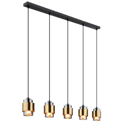 Globo - pakabinama liustra ant laido 5xE27/40W/230V juoda/žalvaris