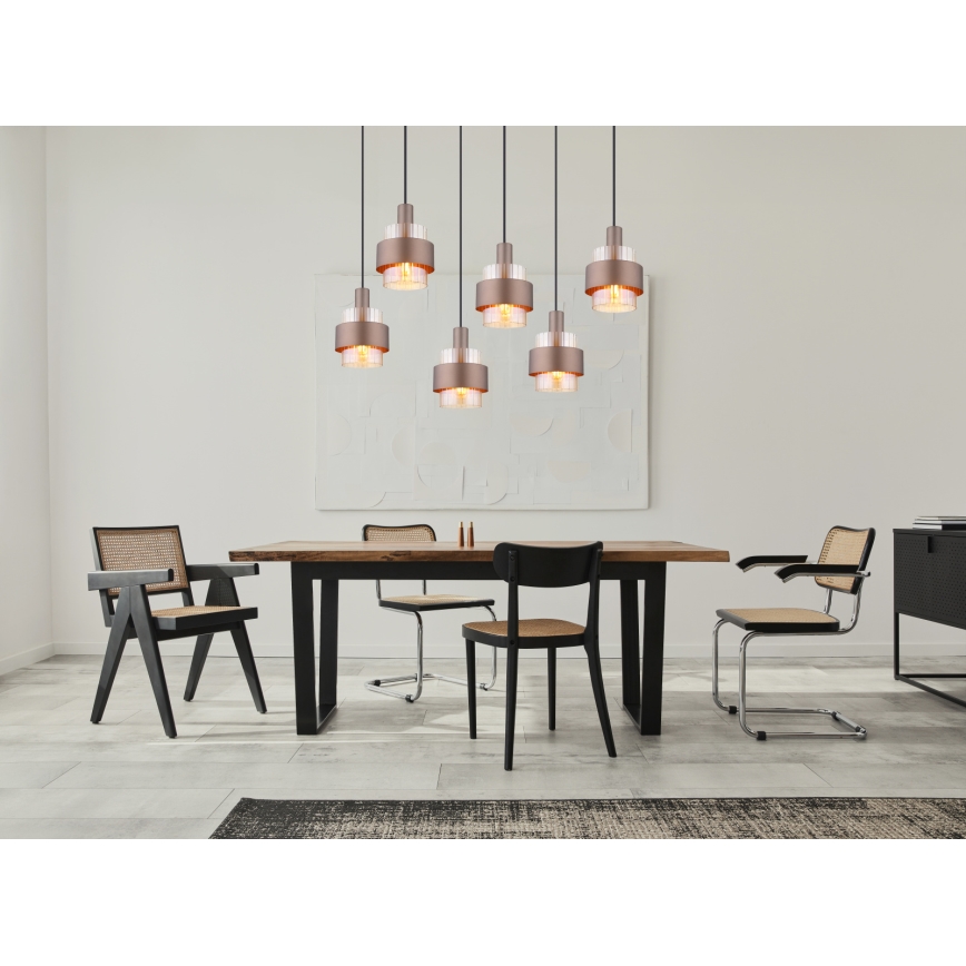 Globo - pakabinamas šviestuvas ant laido 6xE27/60W/230V rudas