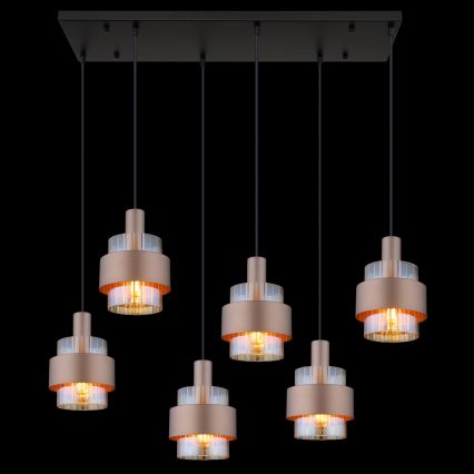 Globo - pakabinamas šviestuvas ant laido 6xE27/60W/230V rudas