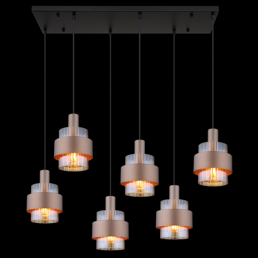 Globo - pakabinamas šviestuvas ant laido 6xE27/60W/230V rudas