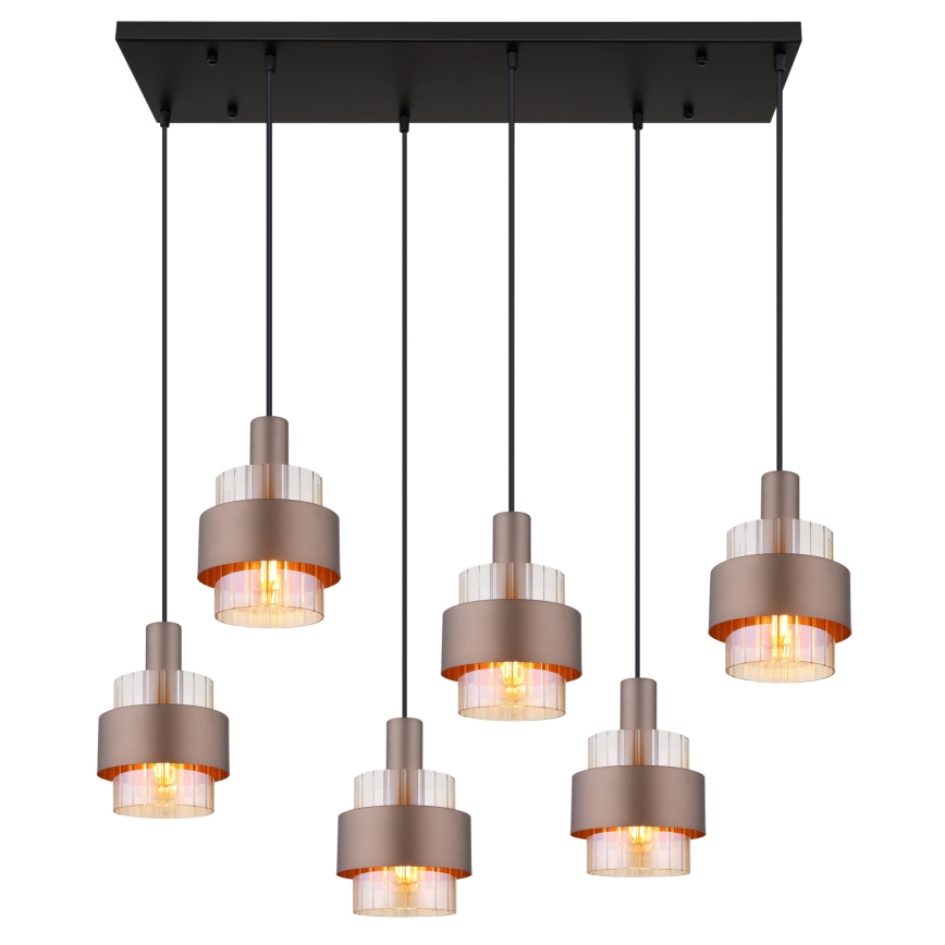 Globo - pakabinamas šviestuvas ant laido 6xE27/60W/230V rudas