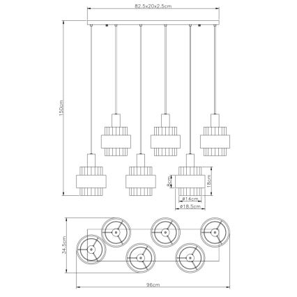 Globo - pakabinamas šviestuvas ant laido 6xE27/60W/230V rudas
