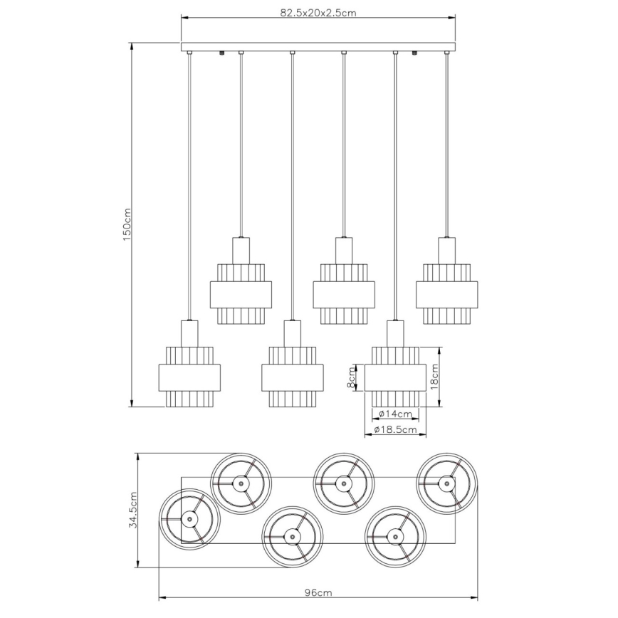 Globo - pakabinamas šviestuvas ant laido 6xE27/60W/230V rudas
