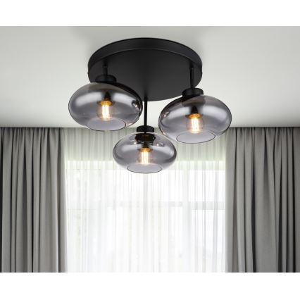 Globo - Prie lubų montuojamas šviestuvas 3xE27ILLU/40W/230V juodas
