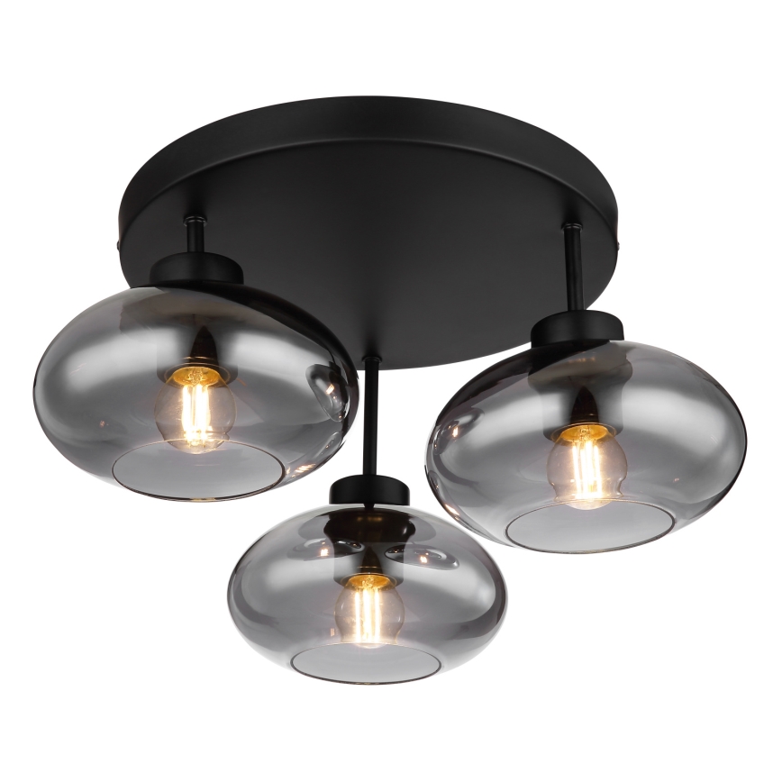 Globo - Prie lubų montuojamas šviestuvas 3xE27ILLU/40W/230V juodas