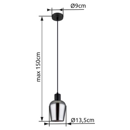 Globo - Pakabinamas sietynas 1xE27/40W/230V diametras 13,5 cm juoda
