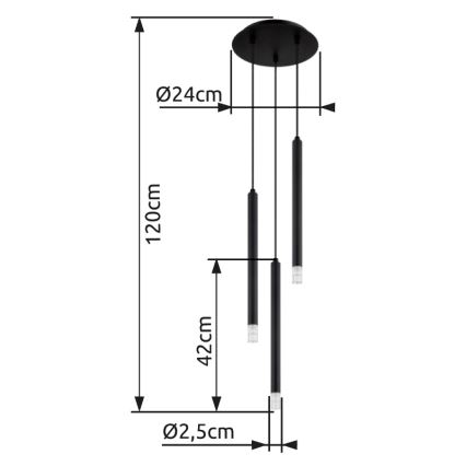 Globo - Pakabinamas sietynas 3xG9/4W/230V diametras 24 cm juoda