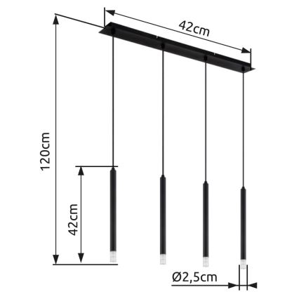 Globo - Pakabinamas sietynas 4xG9/4W/230V juoda