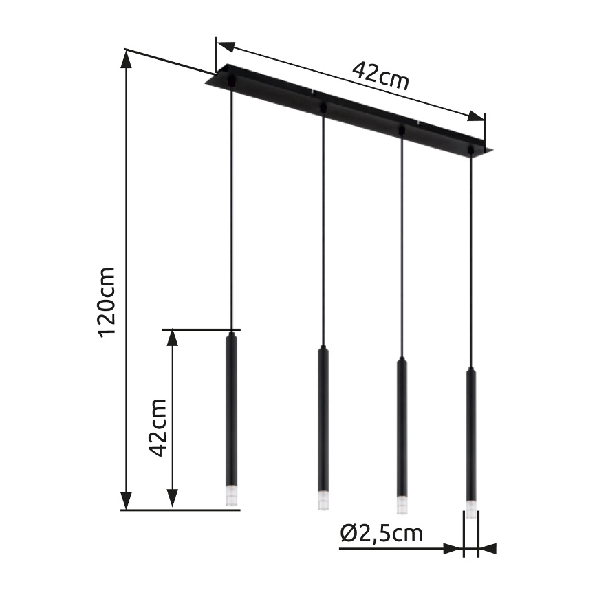 Globo - Pakabinamas sietynas 4xG9/4W/230V juoda
