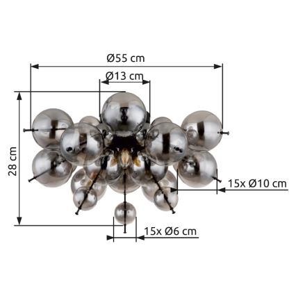 Globo - Tvirtinamas sietynas 3xE14/25W/230V diametras 55 cm juoda