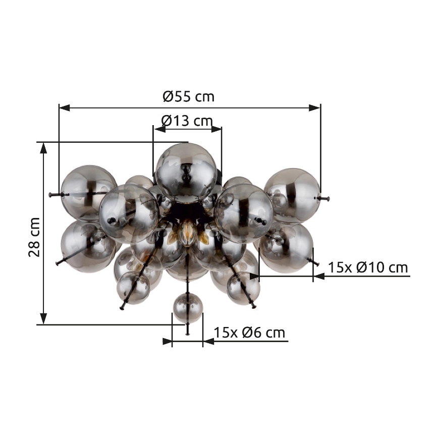 Globo - Tvirtinamas sietynas 3xE14/25W/230V diametras 55 cm juoda