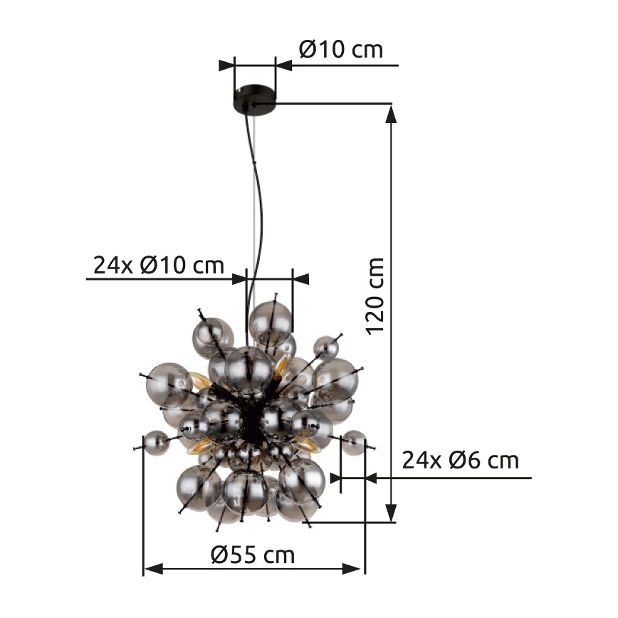 Globo - Pakabinamas sietynas 6xE14/25W/230V diametras 55 cm juoda