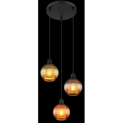 Globo - Pakabinamas sietynas 3xE27/25W/230V diametras 36 cm varis/žalia/mėlyna