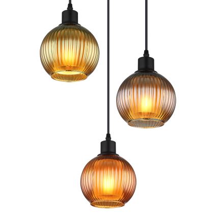 Globo - Pakabinamas sietynas 3xE27/25W/230V diametras 36 cm varis/žalia/mėlyna