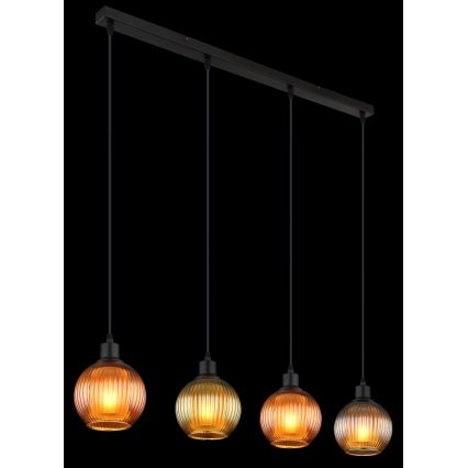 Globo - Pakabinamas sietynas 4xE27/25W/230V varis/žalia/mėlyna