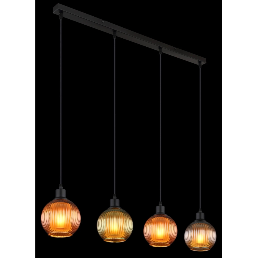 Globo - Pakabinamas sietynas 4xE27/25W/230V varis/žalia/mėlyna